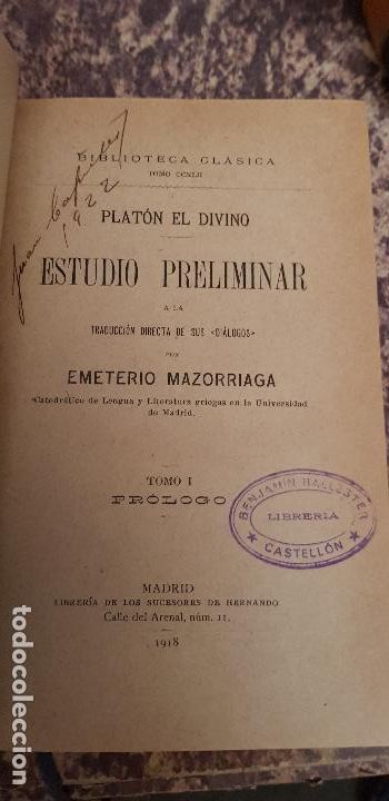 Libros antiguos: EMETRIO MAZORRIAGA-PLATON EL DIVINO-&ordm;922 - Foto 1