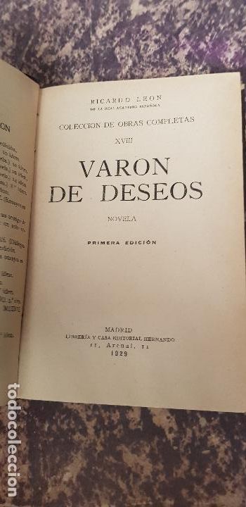 Libros antiguos: RICARDO LEON-VARON DE DESEOS-1929 - Foto 1