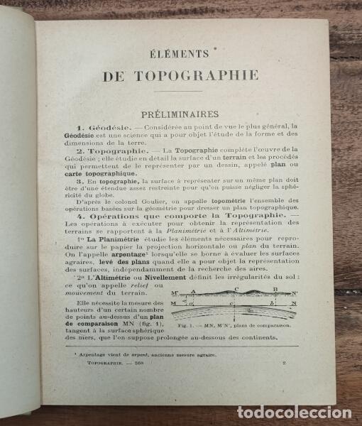 Libros antiguos: &Eacute;L&Eacute;MENTS DE TOPOGRAPHIE. GABRIEL, Edmond. Librairie G&eacute;n&eacute;rale. 1910. - Foto 3