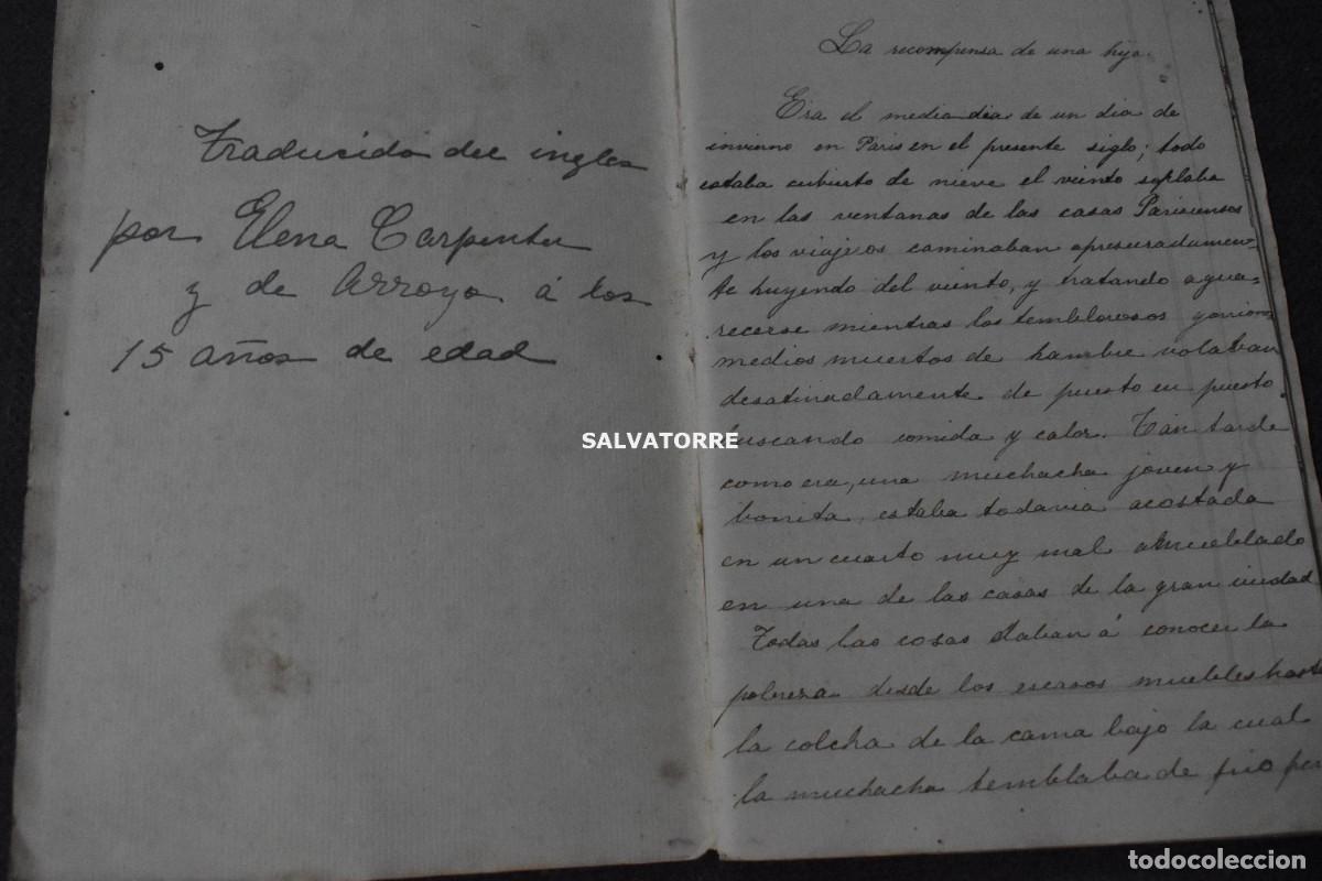 Old books: MANUSCRITO ELENA CARPENTER Y DE ARROYO 1887 PUERTO DE LA CRUZ. TENERIFE. CANARIAS