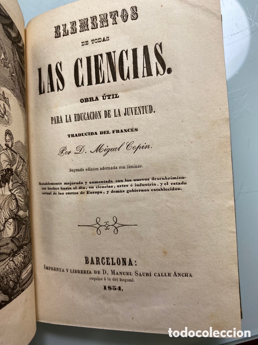 Libros antiguos: Libro &ldquo;Elementos de todas las Ciencias&rdquo; a&ntilde;o 1854 - Foto 1