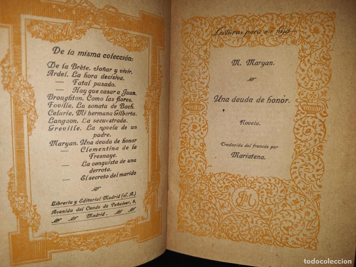 Libros antiguos: 181- UNA DEUDA DE HONOR - M. MARYAN - 1924 - Foto 3