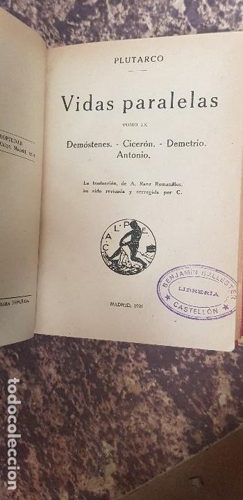 Libros antiguos: VIDAS PARALELAS-PLUTARCO 1921 - Foto 1