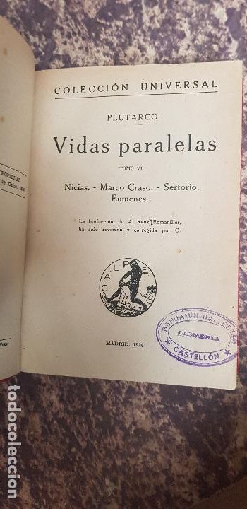 Libros antiguos: VIDAS PARALELAS-PLUTARCO 1921 - Foto 1