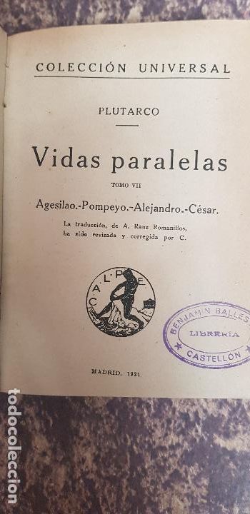 Libros antiguos: VIDAS PARALELAS-PLUTARCO 1921 - Foto 1