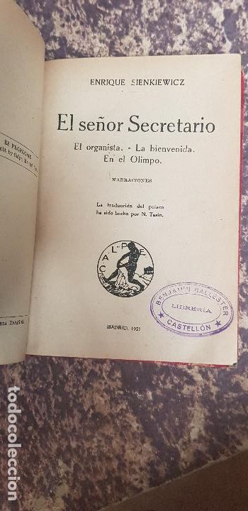 Libri antichi: EL SE&Ntilde;OR SECRETARIO-ENRIQUE SIENKIEWICZ 1921