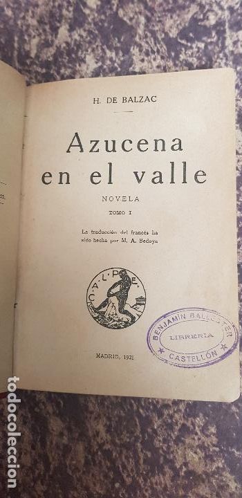 Libri antichi: AZUCENA EN EL VALLE-H.DE BALZAC 1921