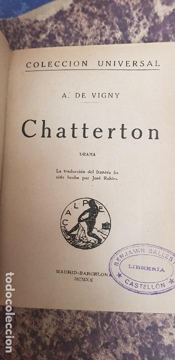 Libri antichi: CHATTERTON-A.DE VIGNY 1920