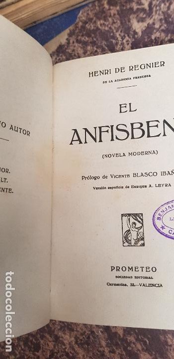 Old books: EL ANFISMENA-HENRI DE REGNIER -A&Ntilde;O-
