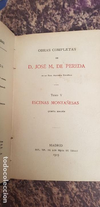 Old books: ESCENAS MONTA&Ntilde;ESAS-JOSE M.DE PEREDA -A&Ntilde;O-1919