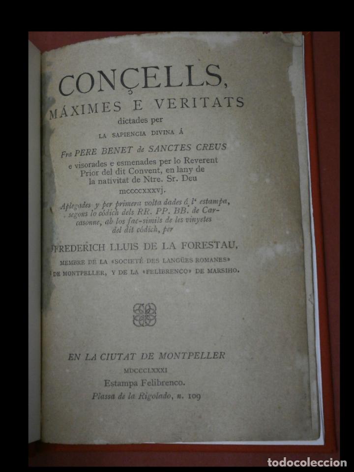 Libros antiguos: Con&ccedil;ells, m&aacute;ximes e veritats dictades per la sapiencia divina a Fra. Benet de Sanctes Creus...