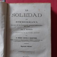 Libros antiguos: LA SOLEDAD- ZIMMERMANN- 1873