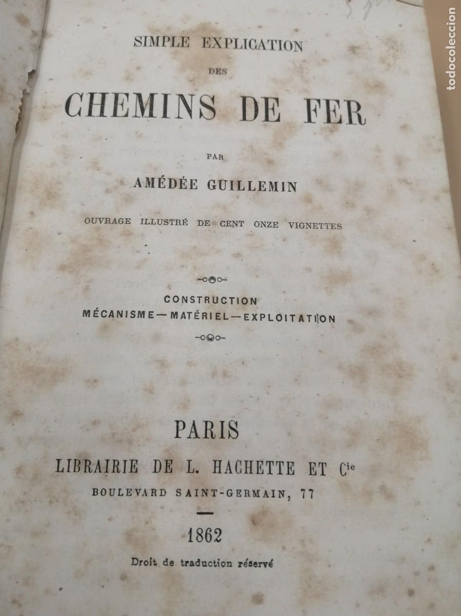 Libros antiguos: SIMPLE EXPLICATION DES CHEMINS DE FER GUILLEMIN 1862 ILLUSTR&Eacute;E - Foto 5