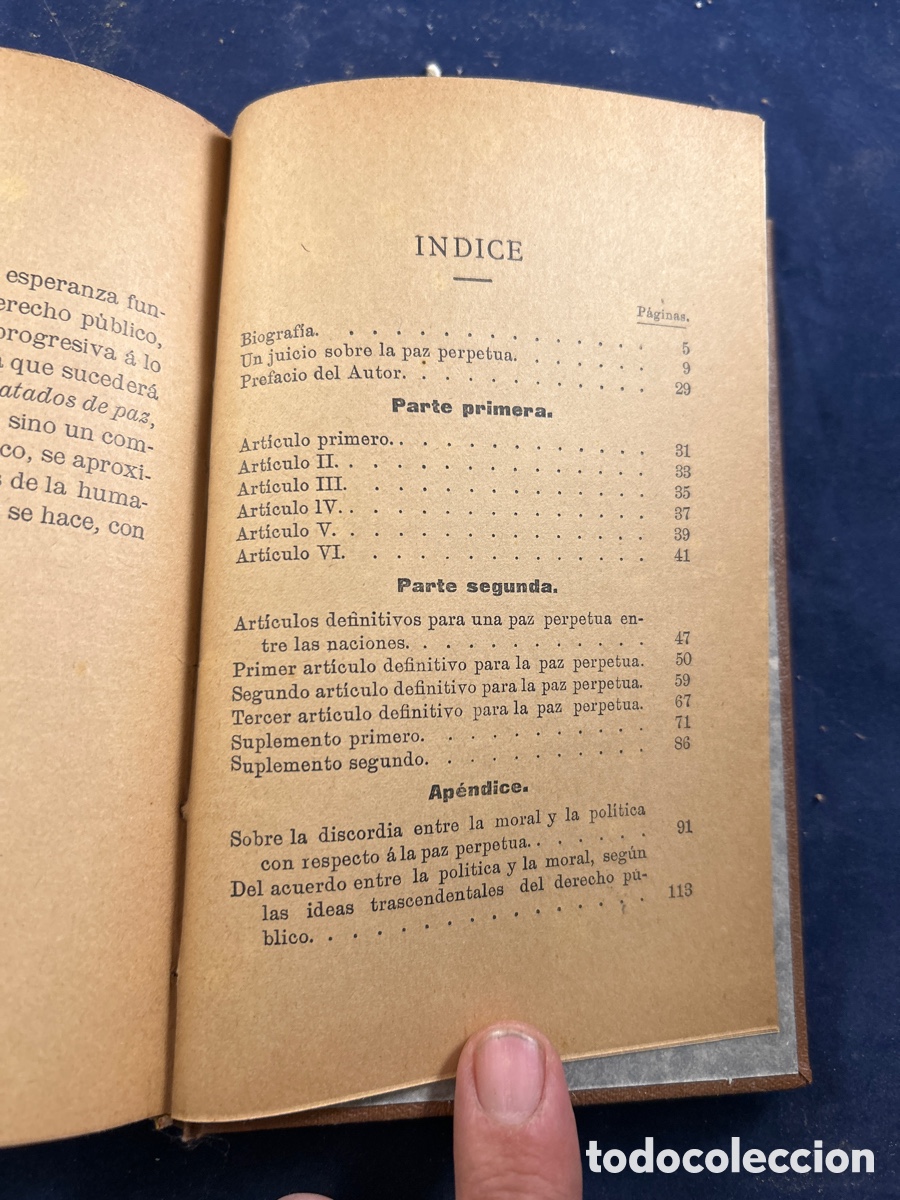 Libros antiguos: Por La Paz perpetua - Foto 2