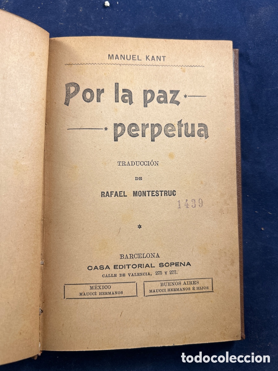 Libros antiguos: Por La Paz perpetua - Foto 1