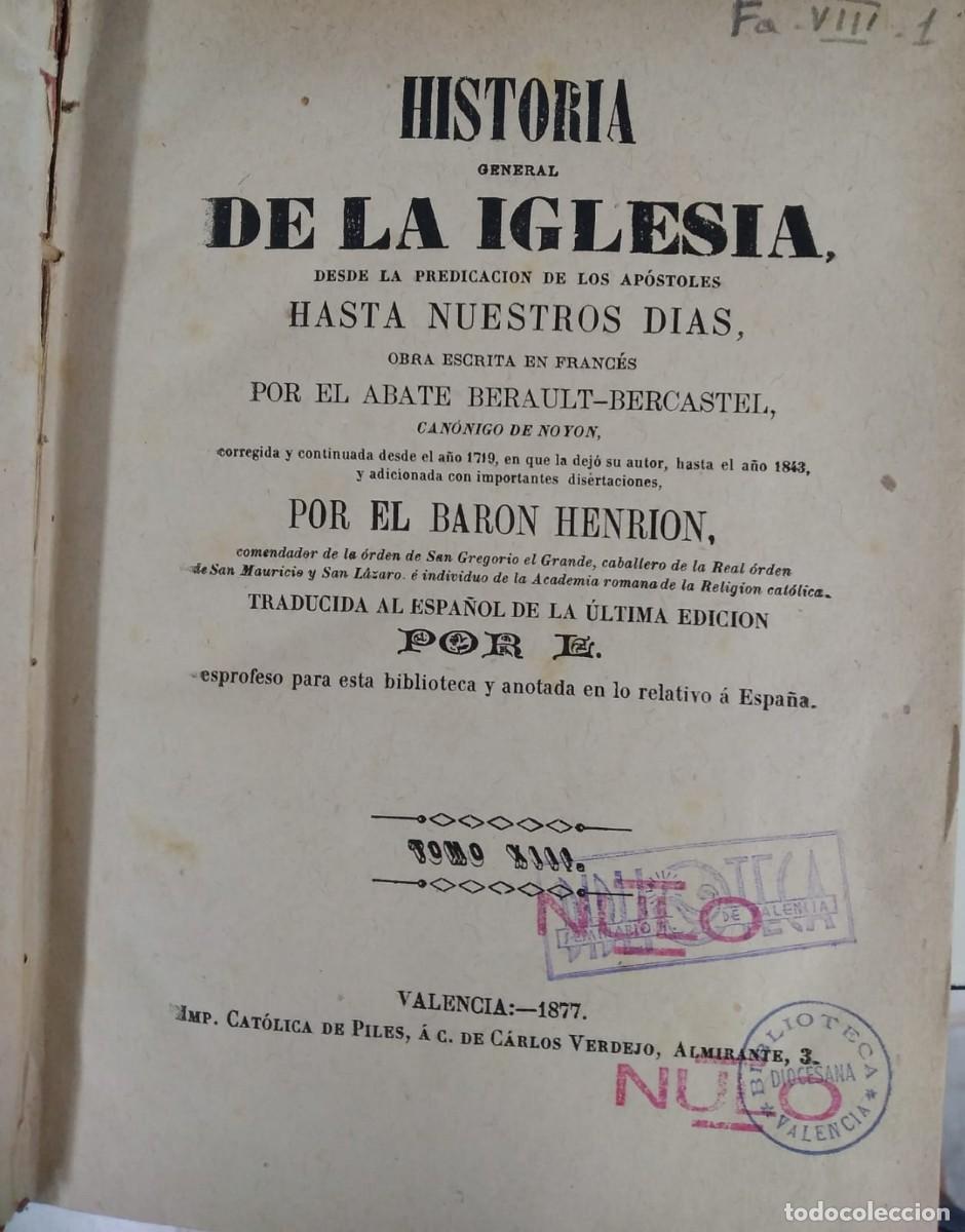 Libros antiguos: HISTORIA GENERAL DE LA IGLESIA 20 TOMOS - Foto 2