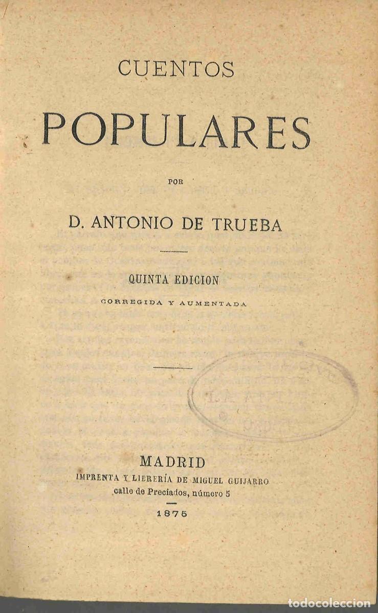 Libros antiguos: Antonio Trueba. Cuentos populares. 1875 - Foto 2