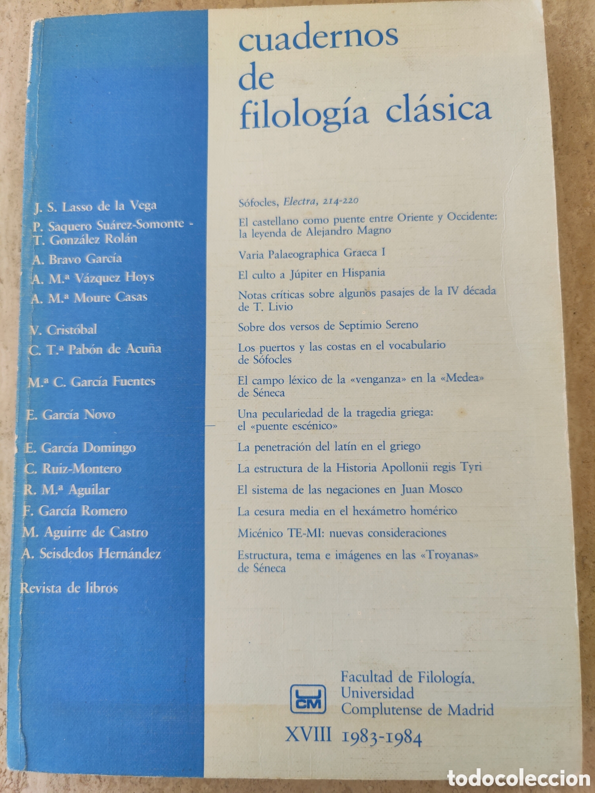Libros antiguos: Cuadernos de filolog&iacute;a cl&aacute;sica. - Foto 1
