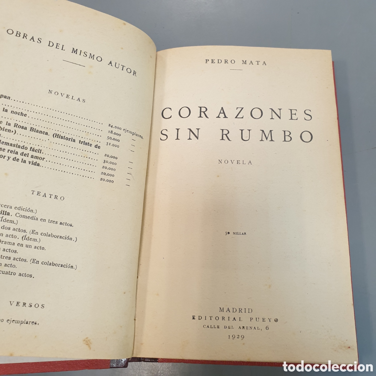 Libros antiguos: CORAZONES sin RUMBO 1929 PEDRO MATA - Foto 2