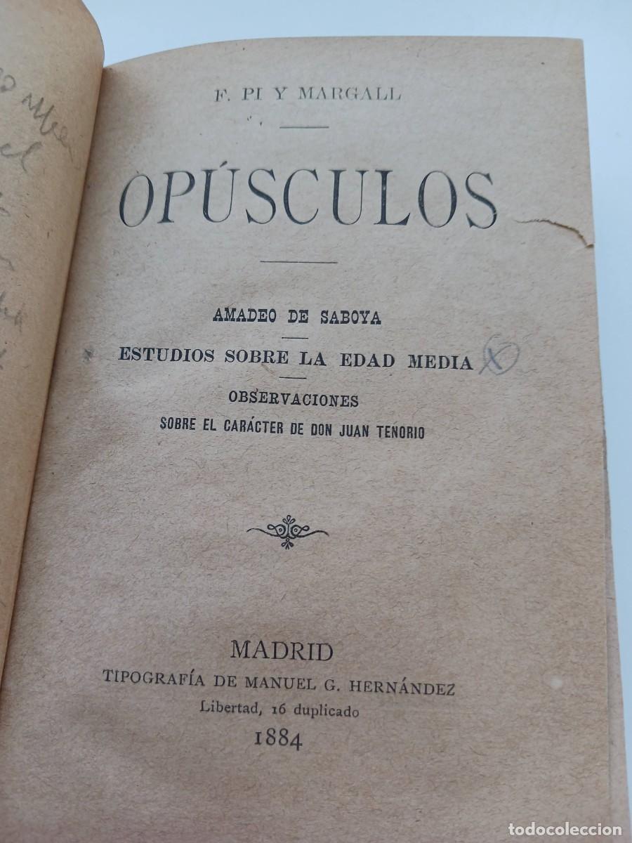 Libros antiguos: OP&Uacute;SCULOS, DE F. PI I MARGALL (1884) - EXLIBRIS - Foto 1
