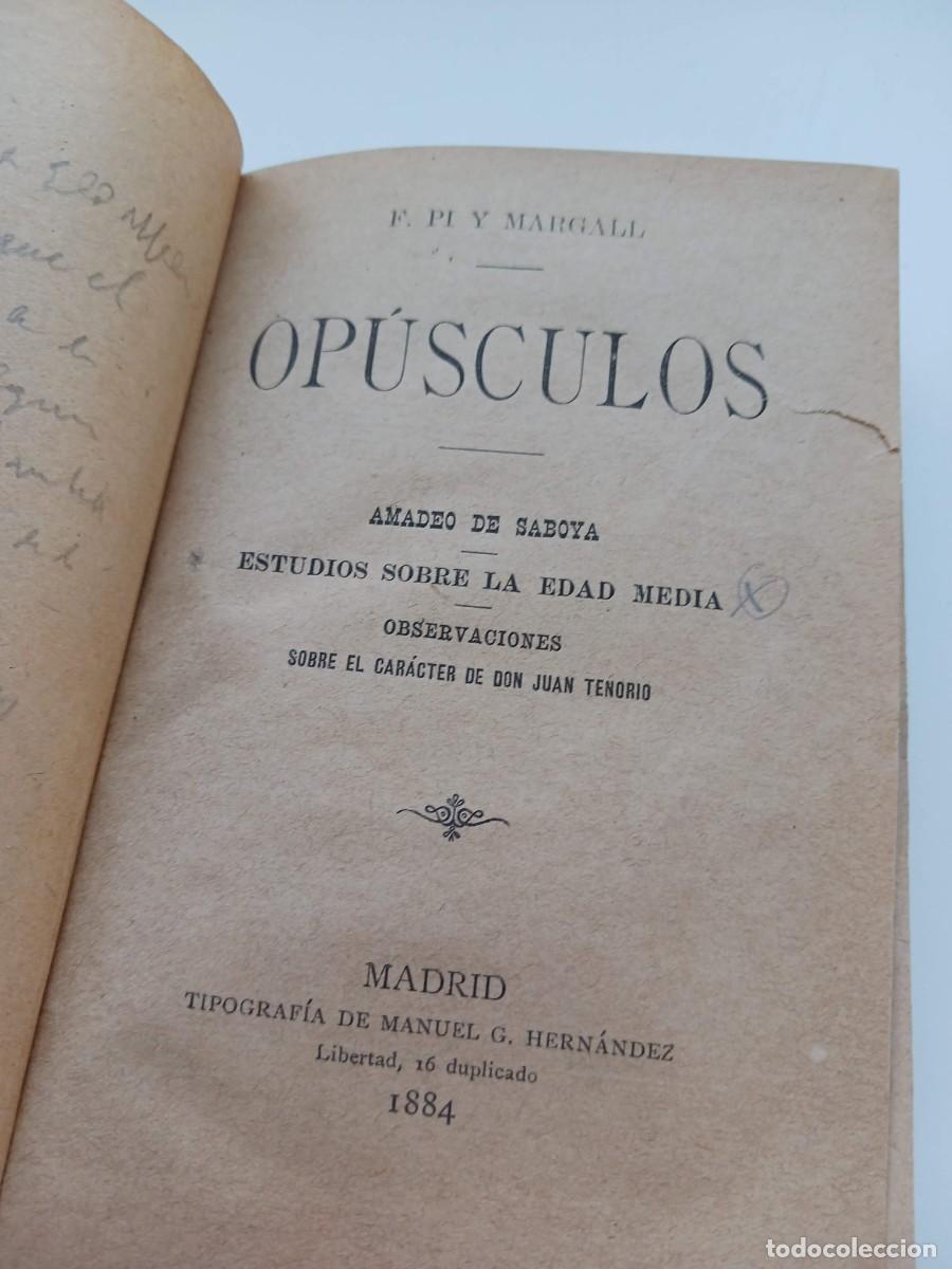 Libros antiguos: OP&Uacute;SCULOS, DE F. PI I MARGALL (1884) - EXLIBRIS - Foto 5
