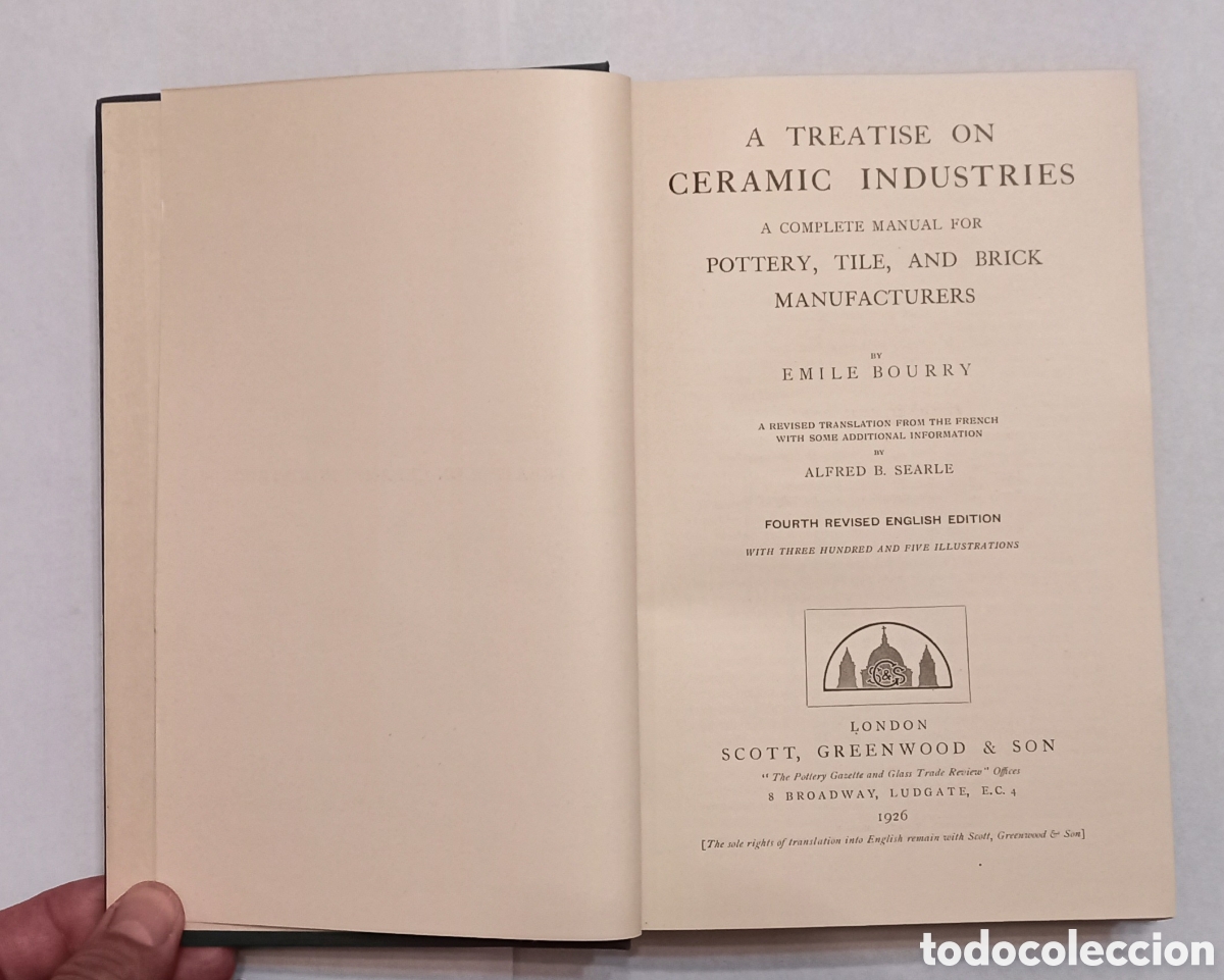 Libros antiguos: Libro: A Treatrise on Ceramic Industries - E. BOURRY - 1926 - Foto 2