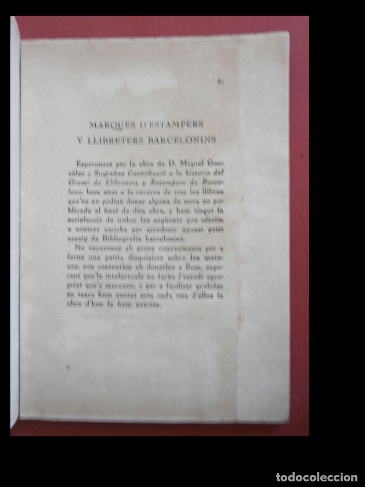 Libros antiguos: Marques dEstampers y Llibreters Barcelononins - Foto 1