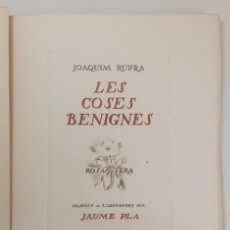 Libros antiguos: JOAQUIM RUYRA. LES COSES BENIGNES. AIGÜAFORTS DE JAUME PLA. 1935. Nº31 PAPER DE FIL
