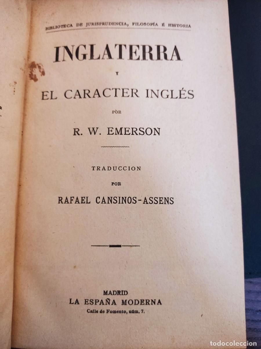 Libros antiguos: Inglaterra Y El Car&aacute;cter Ingl&eacute;s - Emerson la Espa&ntilde;a Moderna - Foto 1