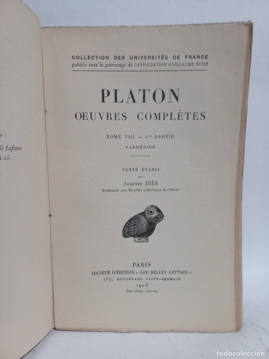 Libros antiguos: Plat&oacute;n - Parm&eacute;nide - Primera edici&oacute;n - 1923 - Foto 2