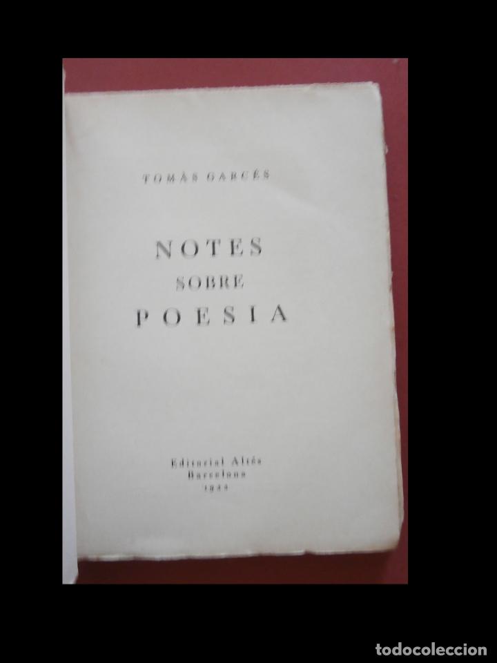 Libros antiguos: Notes sobre poesia. Tom&agrave;s Grac&eacute;s. - Foto 2