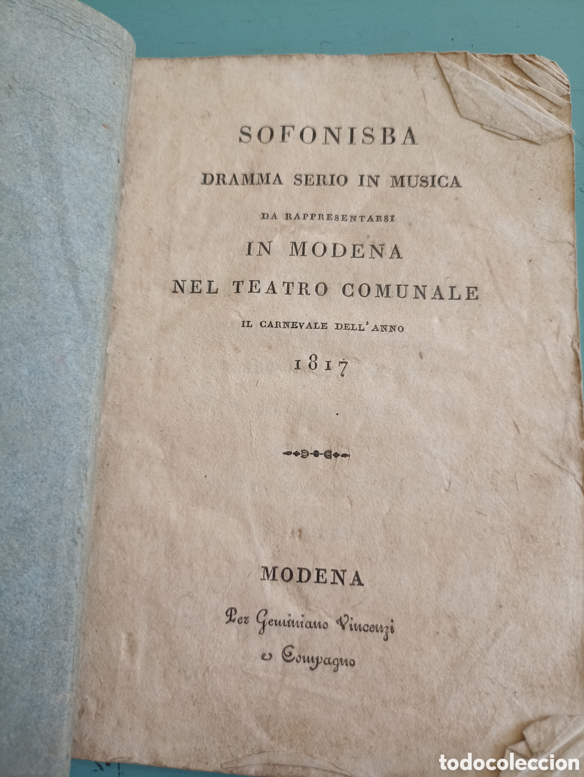 Libros antiguos: Sofonisba. Luigi Coccapani. Modena 1817 - Foto 1