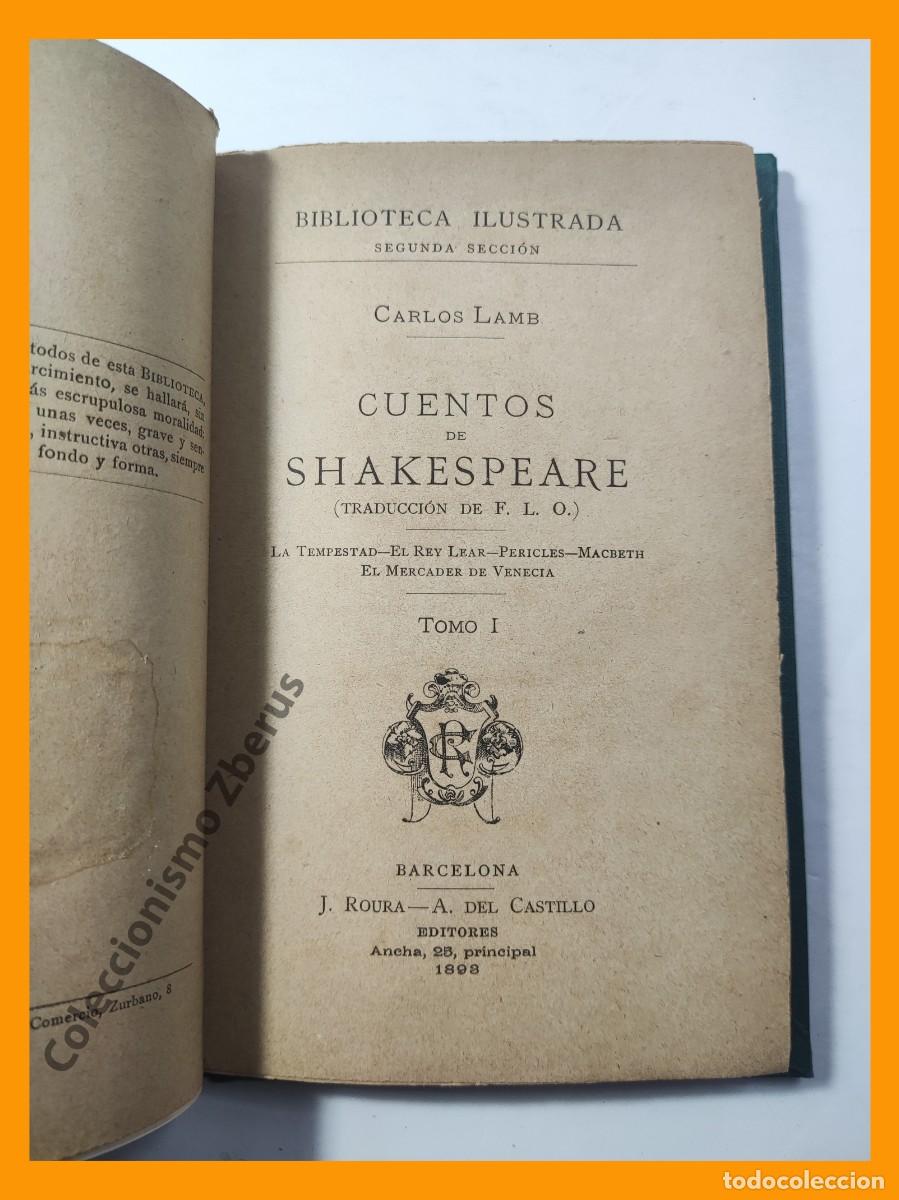 Libros antiguos: Cuentos de Shakespeare (Tomo I) - La Tempestad - El Rey Lear - Pericles... - Carlos Lamb - Foto 3