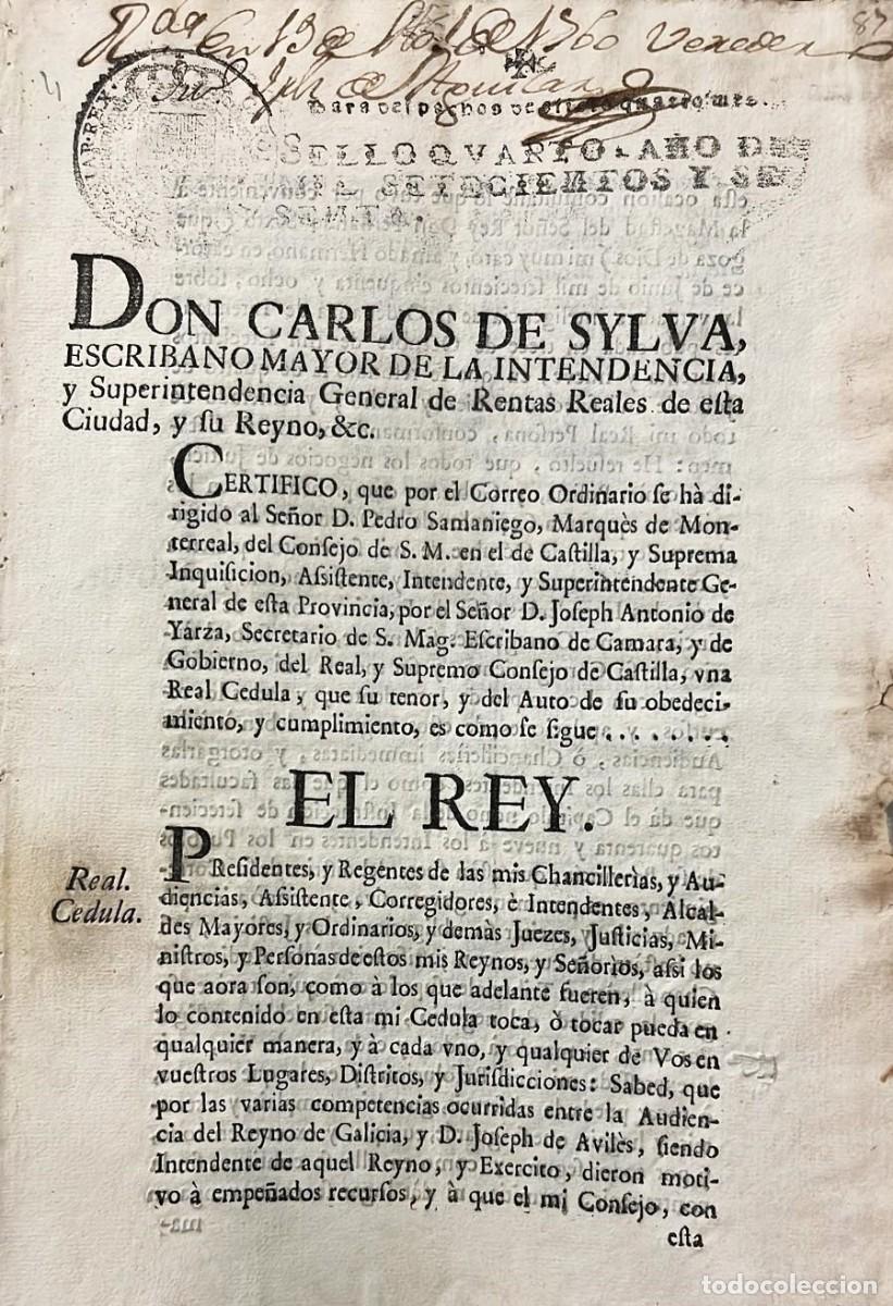Old books: DON Carlos de Sylva, Escribano Mayor de la Intendencia, &hellip; de esta Ciudad, y su Reyno,&c. Certifico q