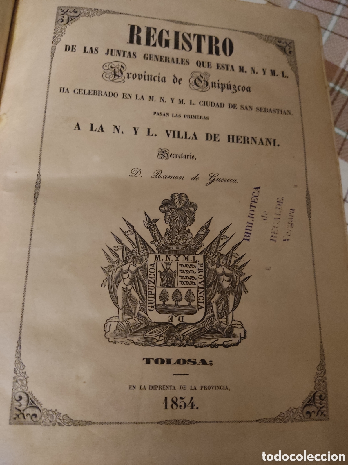 Old books: Registros de las juntas de guipuzcoa 1854 a 1859