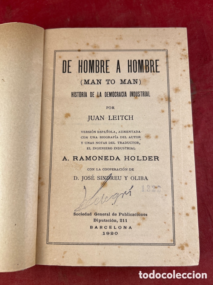 Libros antiguos: DE HOMBRE A HOMBRE - Foto 1