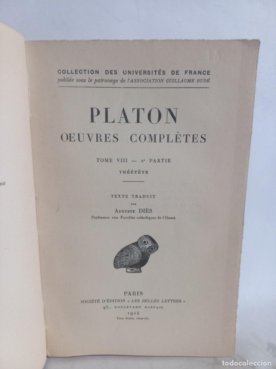 Libros antiguos: Plat&oacute;n - Th&eacute;&eacute;tete - 1924 - Foto 2
