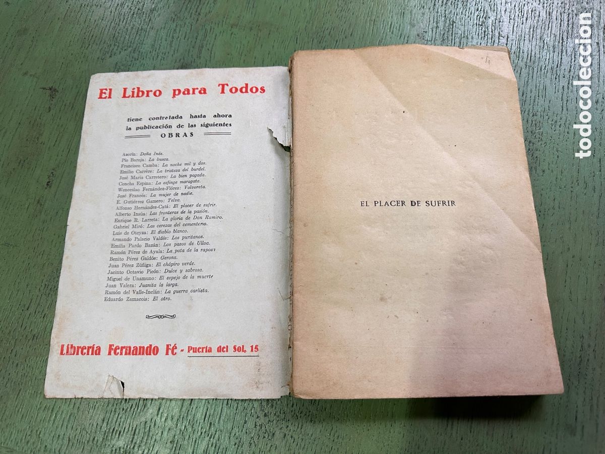Libros antiguos: EL PLACER DE SUFRIR / A HERNANDEZ CAT&Aacute; - 1929 - Foto 2