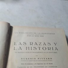 Libros antiguos: LAS RAZAS Y LA HISTORIA ( PITTARD) AÑOS VEINTE TH 375