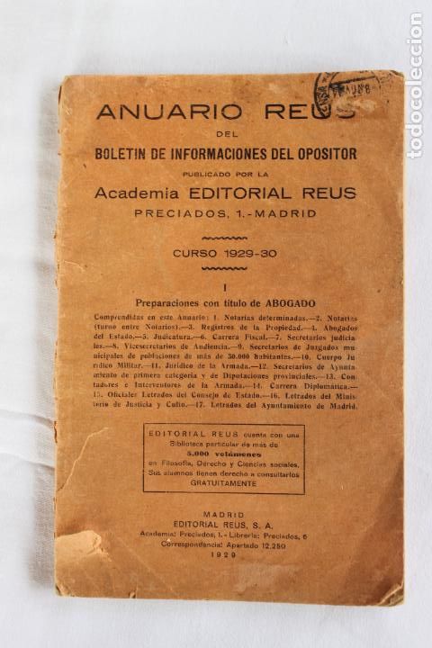 Livres anciens: ACADEMIA EDITORIAL REUS 1929-30 BOLETIN DE INFORMACIONES DEL OPOSITOR MADRID
