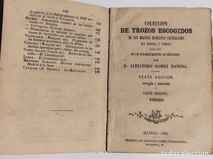 Libros antiguos: Libro editado 1869 &rdquo;Colecci&oacute;n DE TROZOS ESCOGIDOS&rdquo; - Foto 2