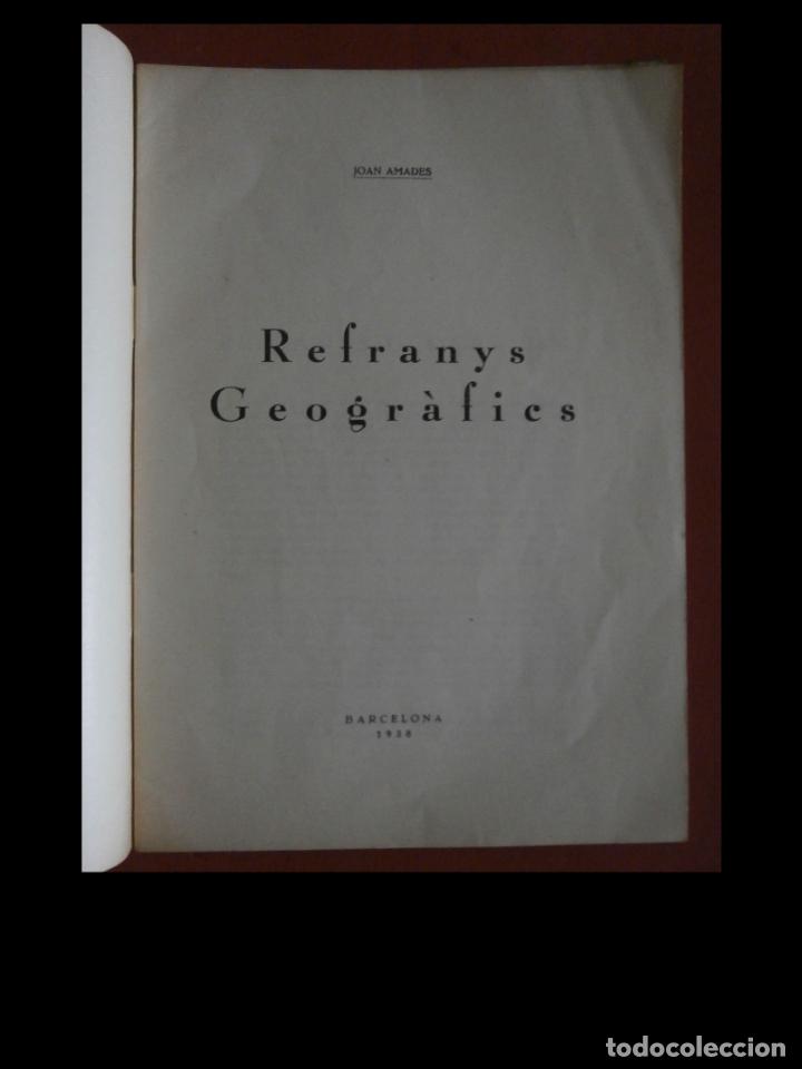 Libros antiguos: Refranys geogr&agrave;fics. Joan Amades - Foto 1