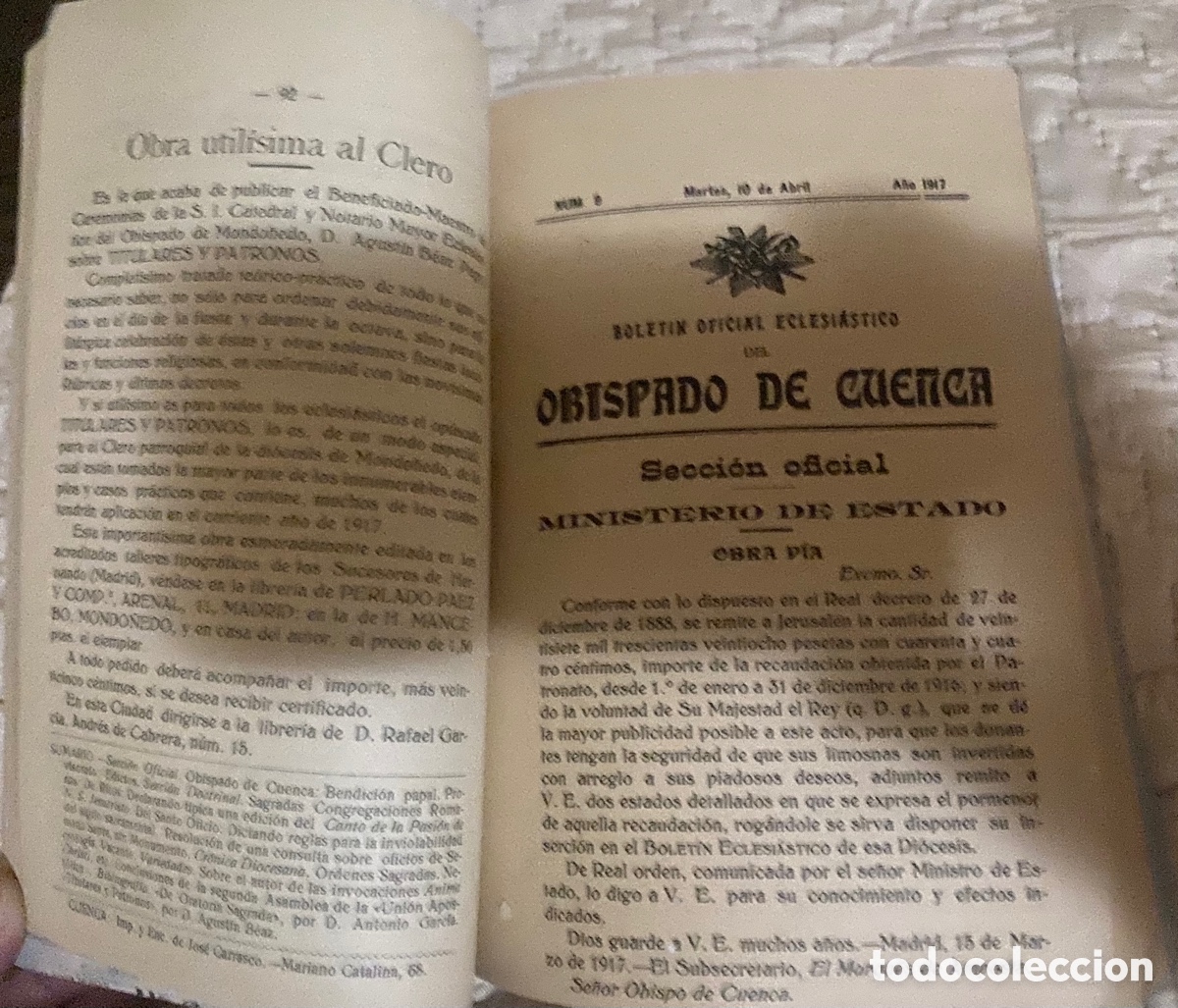 Libros antiguos: Bolet&iacute;n oficial eclesi&aacute;stico 1917 - Foto 2