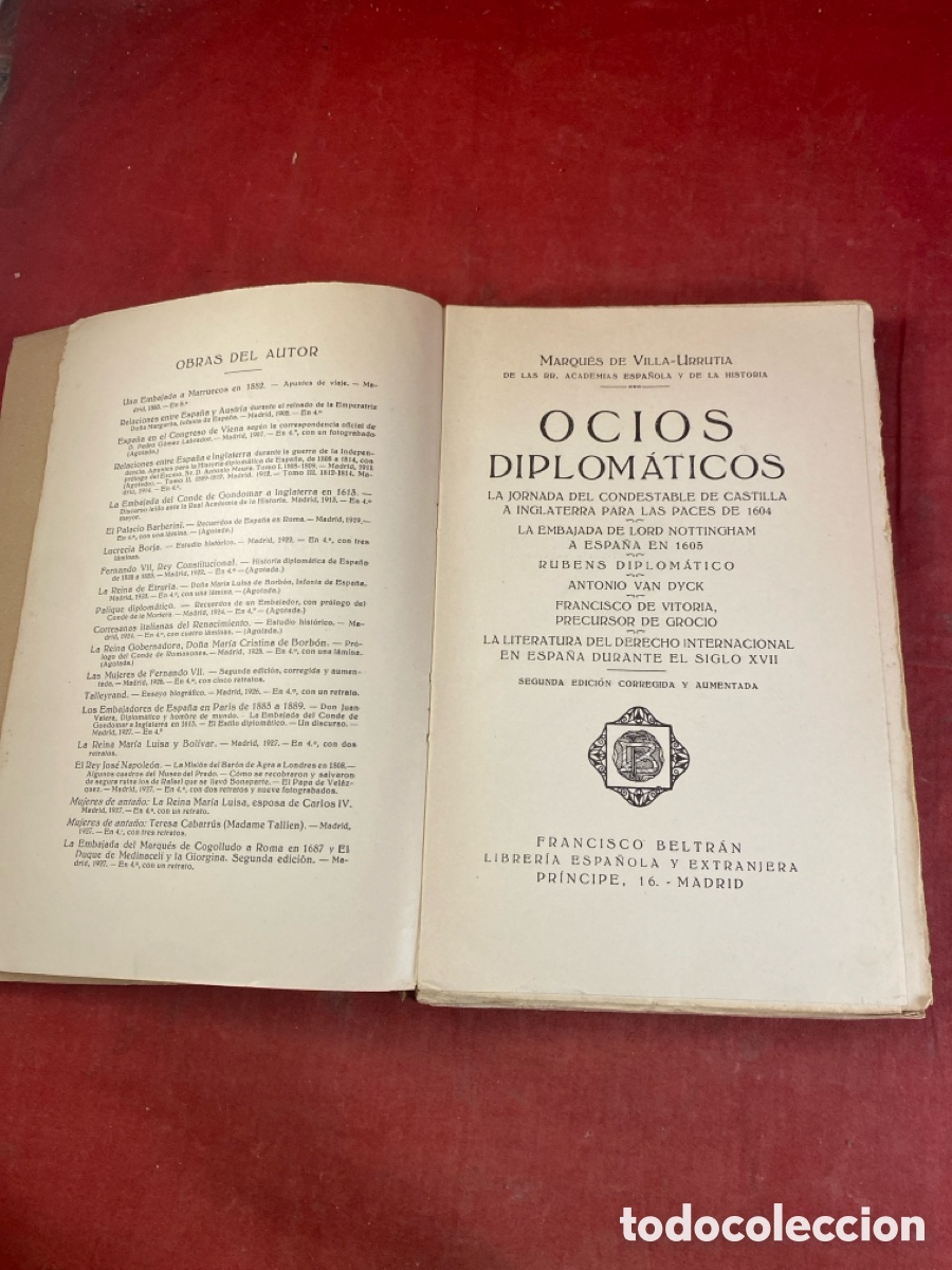 Libros antiguos: OCIOS DIPLOM&Aacute;TICOS 1927 - Foto 2