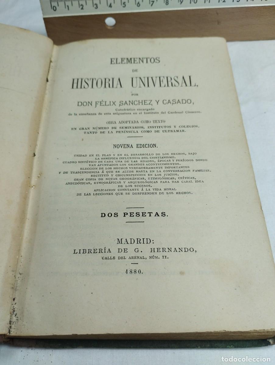 Libros antiguos: Elementos de Historia universal. F&eacute;lix S&aacute;nchez, 1880 - Foto 2