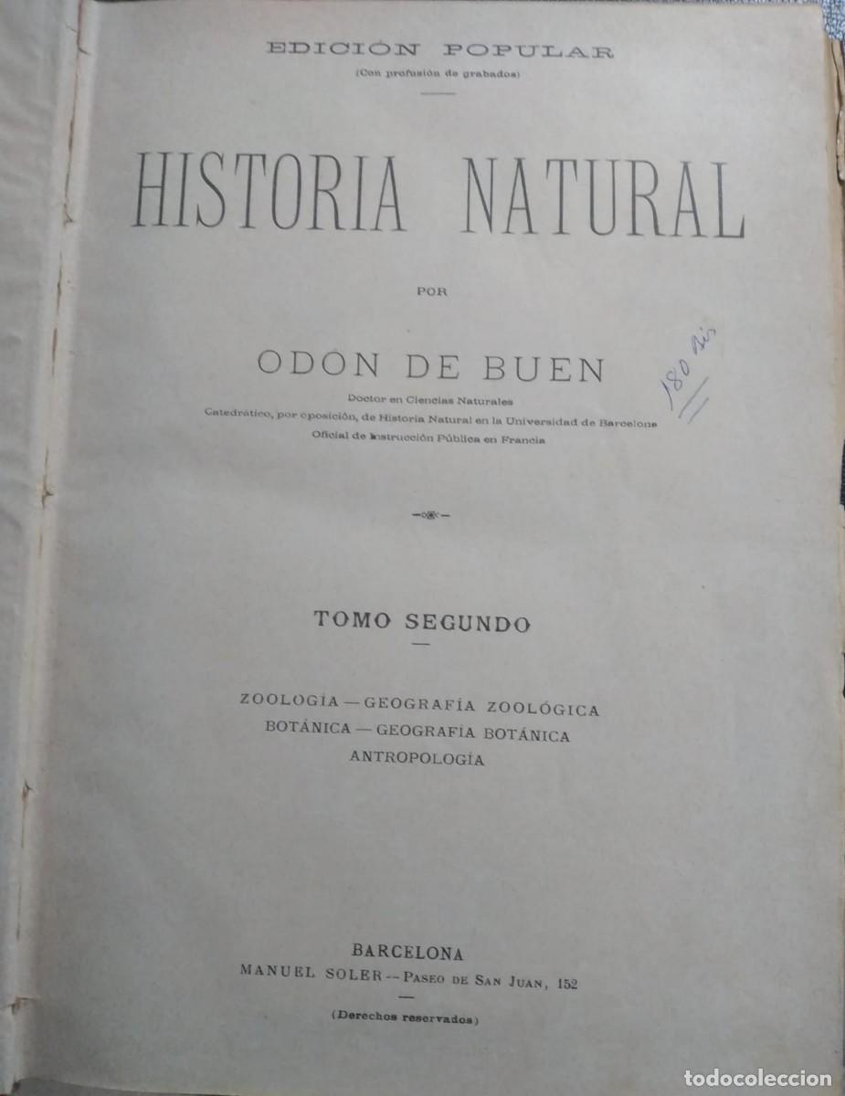 Libros antiguos: HISTORIA NATURAL 2 TOMOS - Foto 2