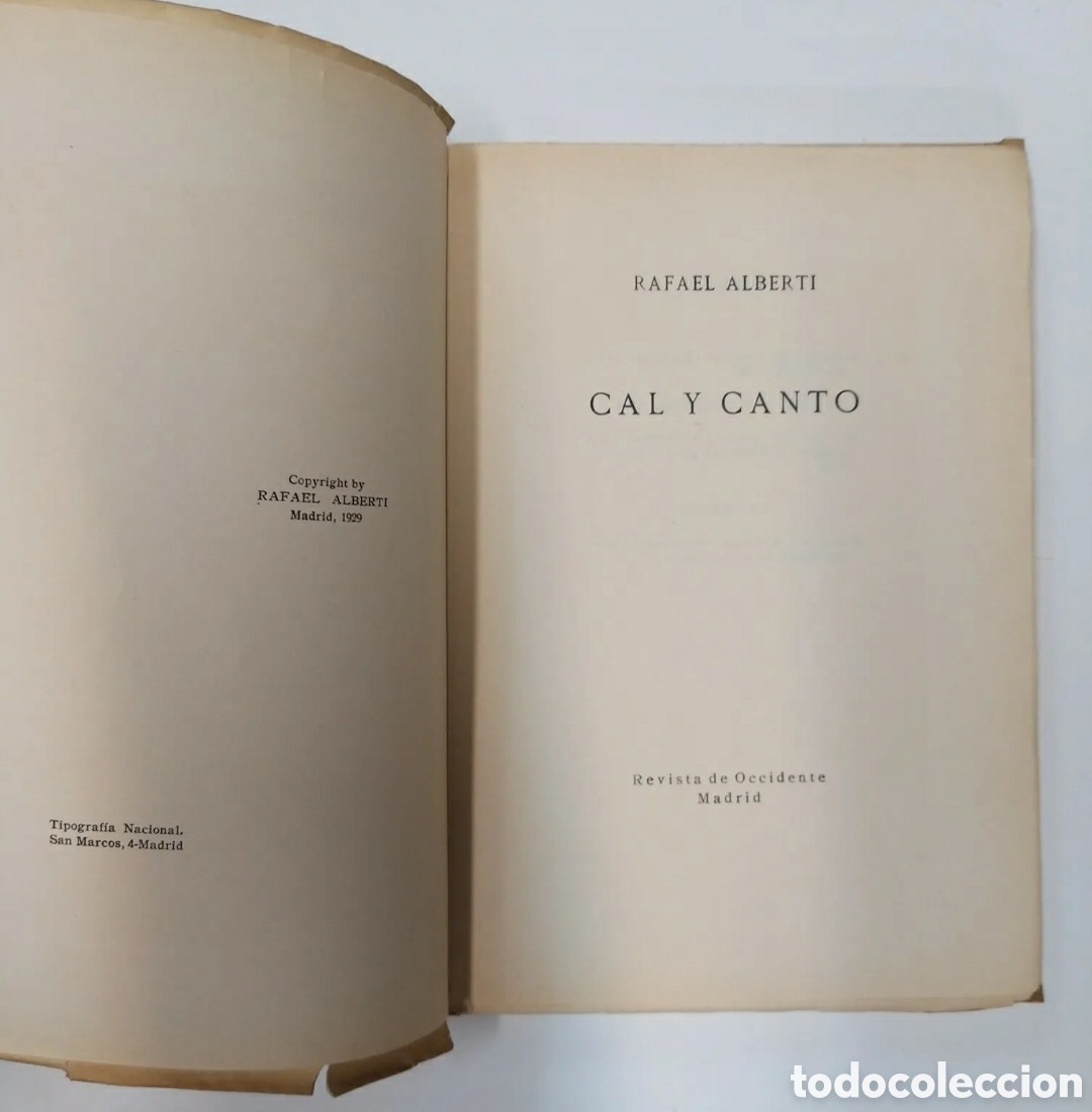Libros antiguos: CAL Y CANTO. Rafael Alberti. Primera edici&oacute;n. 1929 - Foto 4