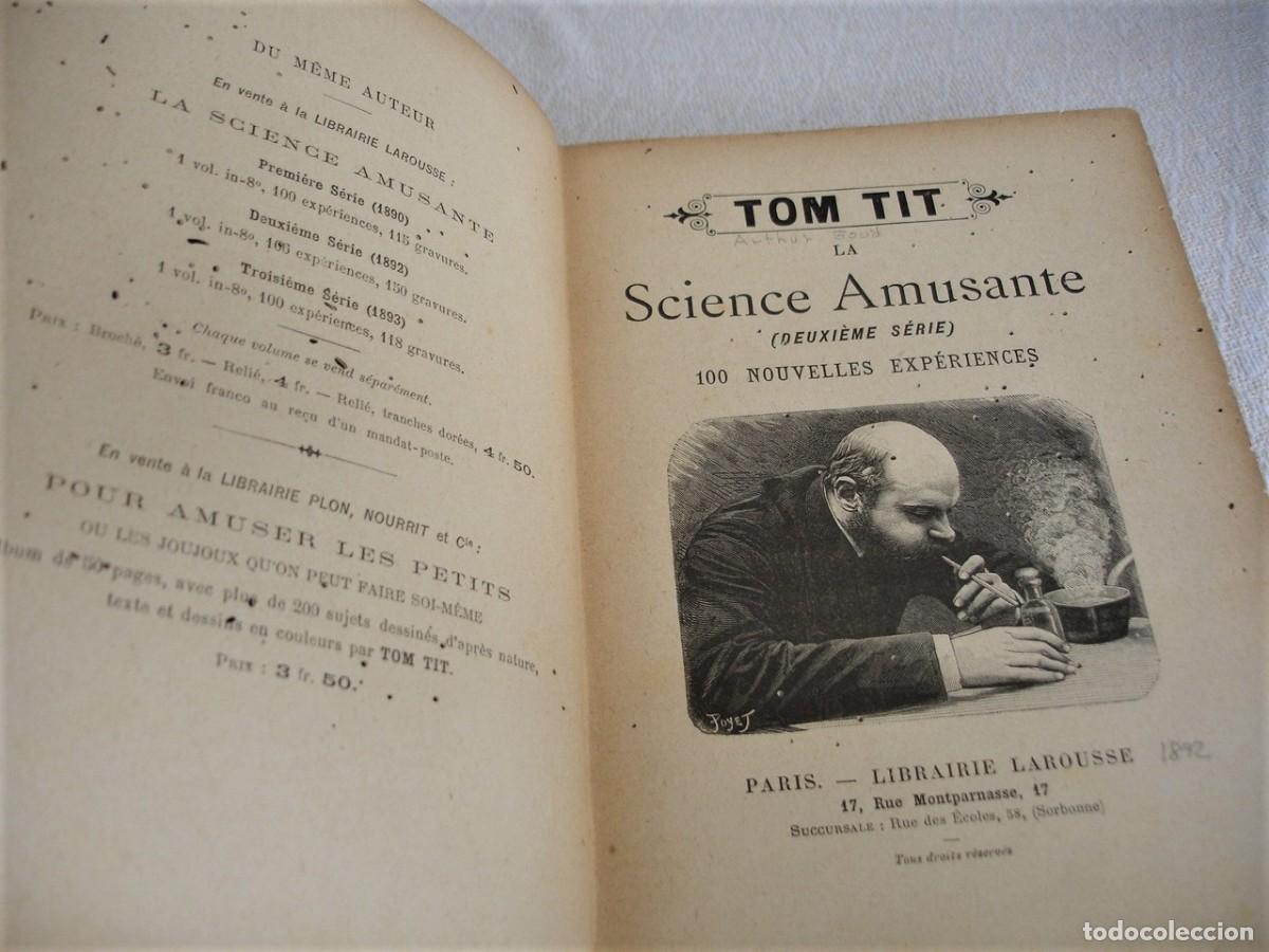 Libros antiguos: Tom Tit - 1892 La science amusante 100 exp&eacute;riences. - Foto 2