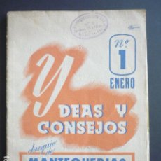 Libros antiguos: IDEAS Y CONSEJOS COCINA GASTRONOMIA MANTEQUERIAS LEONESAS MADRID Nº 1