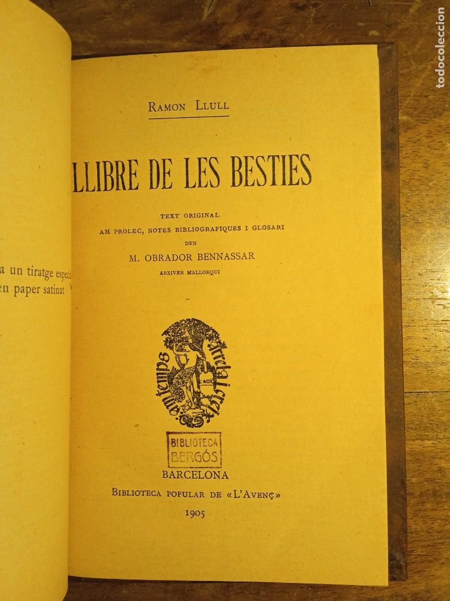 Libros antiguos: Llibre de les Besties 1905 Ram&oacute;n Lull - Foto 5
